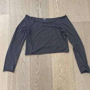 TNA Charcoal Long Sleeve Off Shoulder